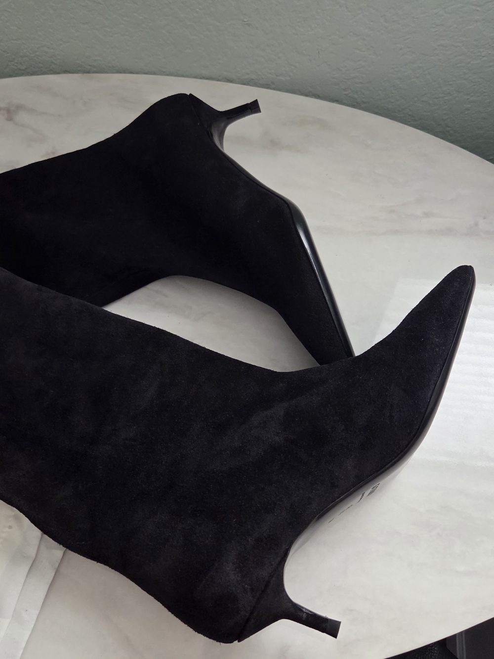 STAUD Black Suede Pointed-Toe Kitten Heel Boots - Picture 8 of 10